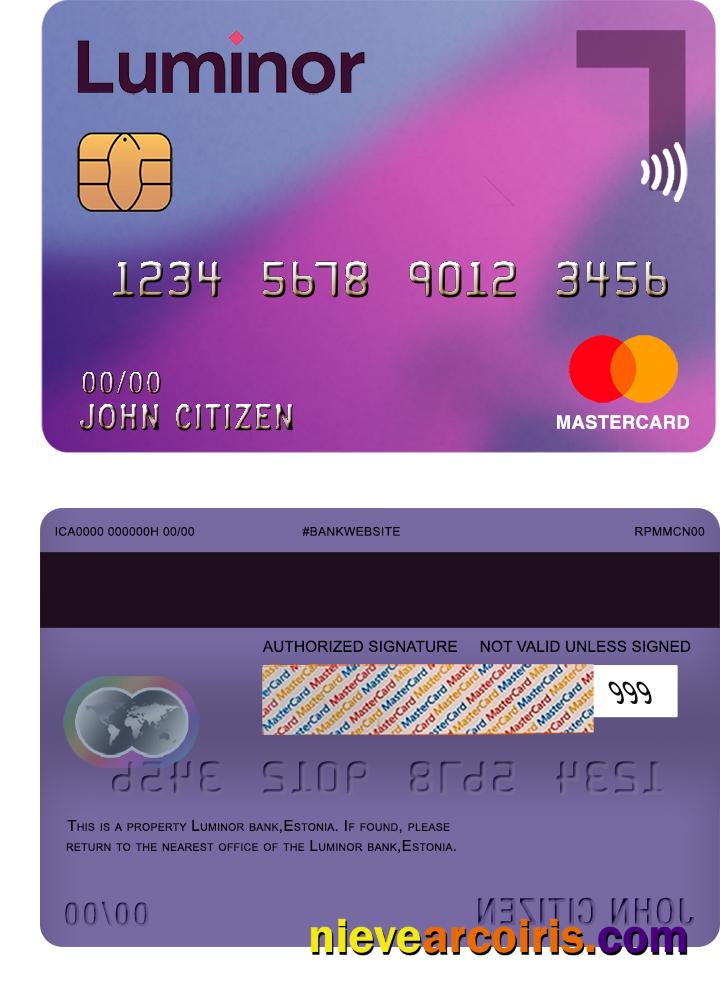Estonia Luminor Bank visa electron card  master card